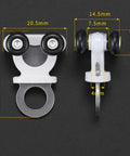 Premium Double Row Curtain Track Rollers Set Featuring Smooth As Butter Gliding Action For Quiet Bedrooms And Living Rooms, detailed view with measurements.