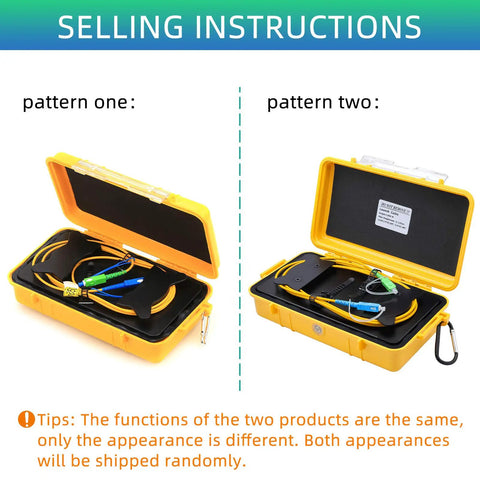 OTDR Launch Cable Box For Fiber Optic Testing with open case showing SC UPC to SC APC connectors inside.