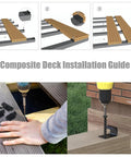 Badass Composite Decking Fastener Kit With 100 Nylon Hidden T Clips And 304 Stainless Steel Start Clips Including 108 Screws Plus 2 Drive Bits For 55 Sq Ft Universal Deck Board Installation Project, installation steps showing guide.