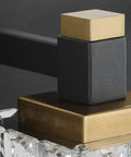 Close-up of the Three Light Black Brass Vanity Light For Bathroom Mirror LED Wall Fixture base with crystal accents, highlighting modern design.