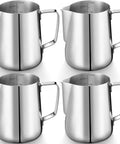 Four Pack 20 Oz Stainless Steel Milk Frothing Pitchers For Coffee And Latte Art Barista Gear Steamer Jugs Cappuccino Maker