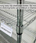 Home Run Plastic Shelf Tags With Zero Hassle Snap Hooks And Ready Paper Cards For Heavy Duty Wire Baskets To Show Price Points and inventory holder on wire rack.