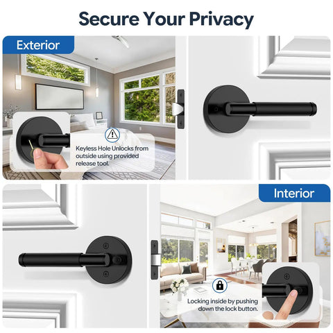 Badass 5 Pack Matte Black Interior Door Handles With Privacy Locks showcase keyless unlocking and smooth operation.