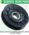 No Sweat Idler Pulley Kit For John Deere Mower Deck GX20286 GX20287 GX20006 Real Deal Cross Reference AM103019 AM32672 Heavy Duty Parts solid black idler pulley with inner bearing view.