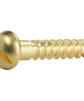 Top Shelf Heavy Duty Solid Brass Wood Screws featuring round head slotted drive, 1 inch long, designed for carpentry.