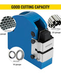 Rock Solid Sheet Metal Shrinker Stretcher Kit With Dual Quick Swap Jaws Compound Lever And Sure Grip Handles For Zero Hassle Auto Panel Shaping and Reliable Shop Fabrication All Day Long, blue metal cutting tool for various gauges.