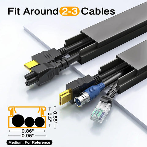 Cable Hider Kit For Wall Mounted TVs And Home Office 157 Inch Paintable Black Wire Concealer Raceway fits 2-3 cables