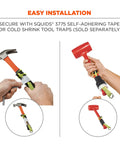 Using Squids 3703 Tool Tail Attachment With Loop End on hammer and mallet, secure tool attachment shown in easy installation.