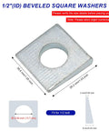 10 Pack 1/2 Inch Beveled Square Washers Steel Wedge Fasteners Level Your Build With Zero Slip Secure Anchor hardware, 1/2" fit