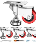 3 Inch Leveling Plate Caster Wheels With Adjustable Anti Vibration Foot Pads Heavy Duty Swivel Casters for Workbenches Machines and Furniture