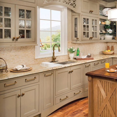 Cream kitchen featuring Six Pack Antique Brass Cabinet Pulls Zinc Alloy Hardware For Drawer Kitchen Cupboard 5.04 Inch Center To Center