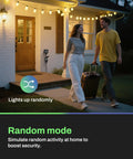 Couple walking towards a house with decorative lights, showing Bulldog Grade Outdoor 7 Day Programmable Timer Outlet in use.