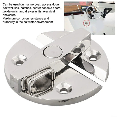 Rock Solid Marine Grade 316 Stainless Steel Turn Button Catch Latch with Positive Locking Mechanism, 2.2 inch size, mirror polished finish.