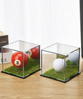 UV Protected Acrylic Display Case For Autographed Golf Balls And Memorabilia With Adjustable LED Lighting on desk