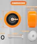 4x2 Inch Replacement Caster Wheels Set Of 4 With 1/2 Inch Bore, Polyurethane On Polyolefin Core, Double Ball Bearing Casters
