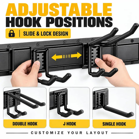 Hella Sturdy Garage Tool Organizer Wall Mount With Rock Solid Heavy Carbon Steel Frame 66 Inch adjustable hooks for tool storage