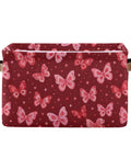 Collapsible Canvas Storage Basket With Waterproof Interior And Sturdy Handles For Bedroom Closet Organization in butterfly pattern.