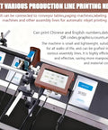 Industrial Inkjet Printer Automatic Online Coding Machine For Production Lines High Definition Printing For Logo Label Graphics 12.7mm Width Black with display connected to conveyor setup.