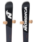Solid Wood Ski Wall Mount Rack That Shows Off Your Boards As Dope Home Decor While Saving Valuable Floor Space And Keeping Your Alpine Gear Looking Sharp And Well Organized Year Round, displaying two skis on wooden pegs.
