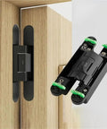Top Notch Invisible Adjustable Hinges For Super Quiet Soft Close Cabinet Doors installed on wood cabinet edges.