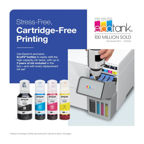 EcoTank ET-4950 Wireless All-In-One Color Supertank Printer With Refillable Ink, Up To 3 Years Ink, No Cartridge Hassle