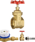 Heavy Duty 2 Inch NPT Brass Gate Valve With Red Wheel Handle Female X Female Thread Manual Rotary Shut Off Valve For Water Oil Gas Plumbing And HVAC Systems High Pressure Leak Proof Flow Control with accessories
