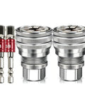 Two Sets Of Adjustable Socket Wrenches Featuring Killer Auto Grip Tech That Nips Round Fasteners Snug Swivels 10 To 19 Mm with silver steel design.