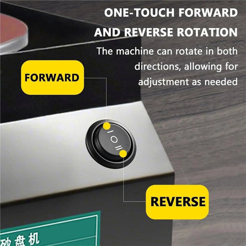Close-up of the one-touch forward and reverse rotation switch on the Rugged Benchtop Electric Sander And Water Cooled Knife Sharpener.