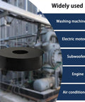 Heavy Duty Rubber Vibration Pads Kickstart Your Rig With This 8 Pack Of Black Insulation Washers Featuring Two Inch Outer Diameter Half Inch Inner Bore One Inch Thickness Built Tough To Keep Machinery Running Smooth displayed around industrial machinery.