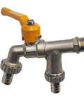 Garden Hose Faucet Adapter One Half Inch Water Tank Connector for Quick Irrigation Setup Two Way and One Way Brass Tap Joint Replacement with Ball Valve for Easy Water Flow Control, brass hose connector with orange lever