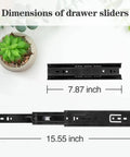 Two Pack 8 Inch Undermount Heavy Duty Drawer Slides For Cabinets And Furniture Built To Last shown with dimensions 7.87 and 15.55 inches
