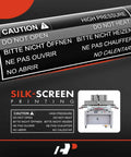 Caution warning label for high pressure, do not open or heat, silk-screen printing equipment instructions.