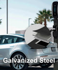 Heavy Duty Galvanized Steel Ev Charger Cover And Holder Beefs Up Your Setup While Keeping Gear Dry Weather Wicked Outdoor Box mounted on a charging station.