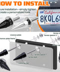 Hella Tough Aluminum Alloy Spiked License Plate Screws Kit Includes Nuts And Washers Bold Anti Theft Bolts installation guide with parts
