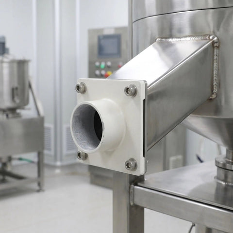 Diyeah Industrial Dryer Discharge Flange Adapter Steel Bottom Outlet Connector Anti-Slip Design for smooth granule transfer.