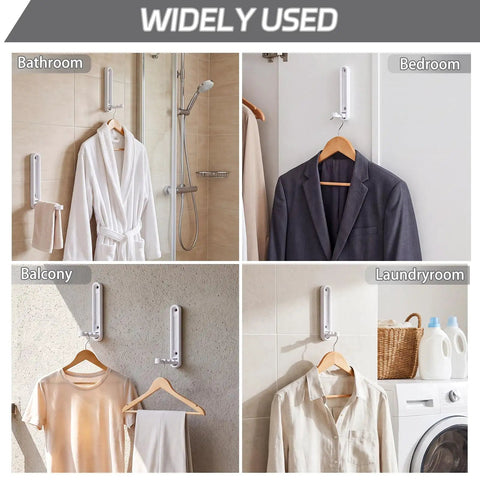 Dang Sturdy Fold Down Coat Hooks For Walls Two Pack Zinc Alloy Wall Mounted Hanger Organizer Rack Heavy Duty White in bathroom and laundry.