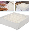 Sturdy Fabric Drawer Organizer Box With Segmented Compartments For Socks Underwear And Clothing Sorter Prime Home Setup placed in a drawer.