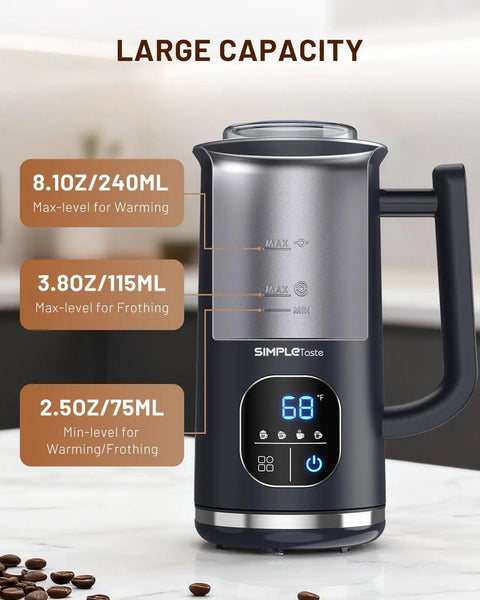 4 In 1 Electric Milk Frother With LED Touch Screen Auto Foam Maker for lattes cappuccinos macchiatos large capacity