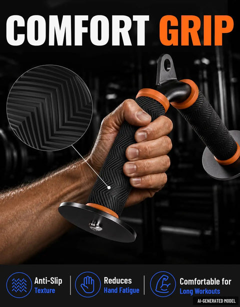 Close-up of Rugged Cable Machine Attachment Set For Home Gym, showcasing anti-slip textured grip for comfort during workouts.