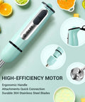 All-In-One 5-In-1 Immersion Hand Blender With 500W Power And Quick-Connect Attachments ergonomic handle shown