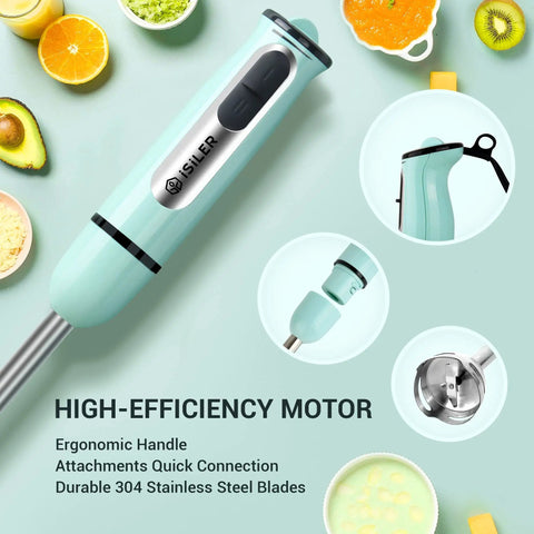 All-In-One 5-In-1 Immersion Hand Blender With 500W Power And Quick-Connect Attachments ergonomic handle shown