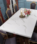 Dining table with White Marble Countertop Contact Paper 36 By 200 Inches Peel And Stick Waterproof Vinyl Wallpaper