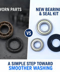 Kick That Loud Grind To The Curb With This Beefy Drum Bearing And Seal Kit For Front Load Washers DC6200156A comparison of worn parts and new bearings.