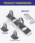 Top Tier Dual Hook Resistance Band Wall Anchor For Sick Home Gym Setups With Heavy Duty Wood Screws Included and dimensions of 11.5 and 2.5 inches.