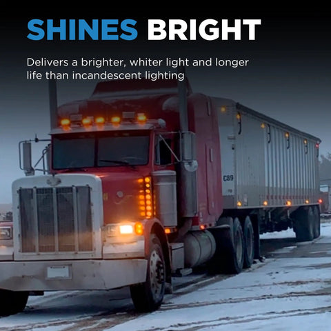 Truck with headlights using Standard H5006 Multi-Purpose Light Bulb For Classic Cars And Motorcycles, shines bright