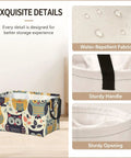 Rock Solid Rectangular Storage Basket With Handles For Shelf Organization Hella Durable Waterproof Oxford Cloth Dope Cartoon Owl Design, featuring water-repellent fabric and sturdy handle.