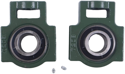 Pair of 1-1/2 Inch Pillow Block Take-Up Mounted Ball Bearing UCT208-24 UCST208-24, green housing