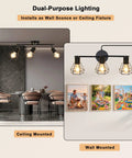 Plug In Track Lighting Kit With 3 Light Directional Ceiling Fixtures In Black, installed in kitchen and living room, farmhouse style