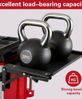 Foldable Magnetic Table Workbench For Repairs And Assembly, Heavy Duty Mobile Work Station With Packout System, 200lb Capacity showcasing load-bearing capacity with kettlebells.
