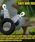 Heavy Duty Block And Tackle System With 2200 Lbs Breaking Strength Fifty Feet Of Three Eighths Inch Rope Five To One Lifting Power Pulley Hoist For Construction Warehouses Animal Husbandry And Farm Use Built Like A Boss Durable Black with reinforced design